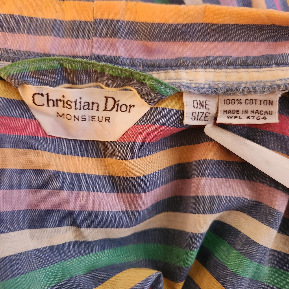 Christian Dior Monsieur OS Unisex Multi-Color Striped Front Pockets Belted Robe - Picture 12 of 12